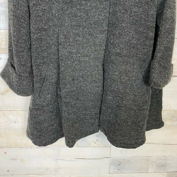 Papillon Cardigan Sweater Gray 3/4 Sleeve Large - Picture 3 of 6